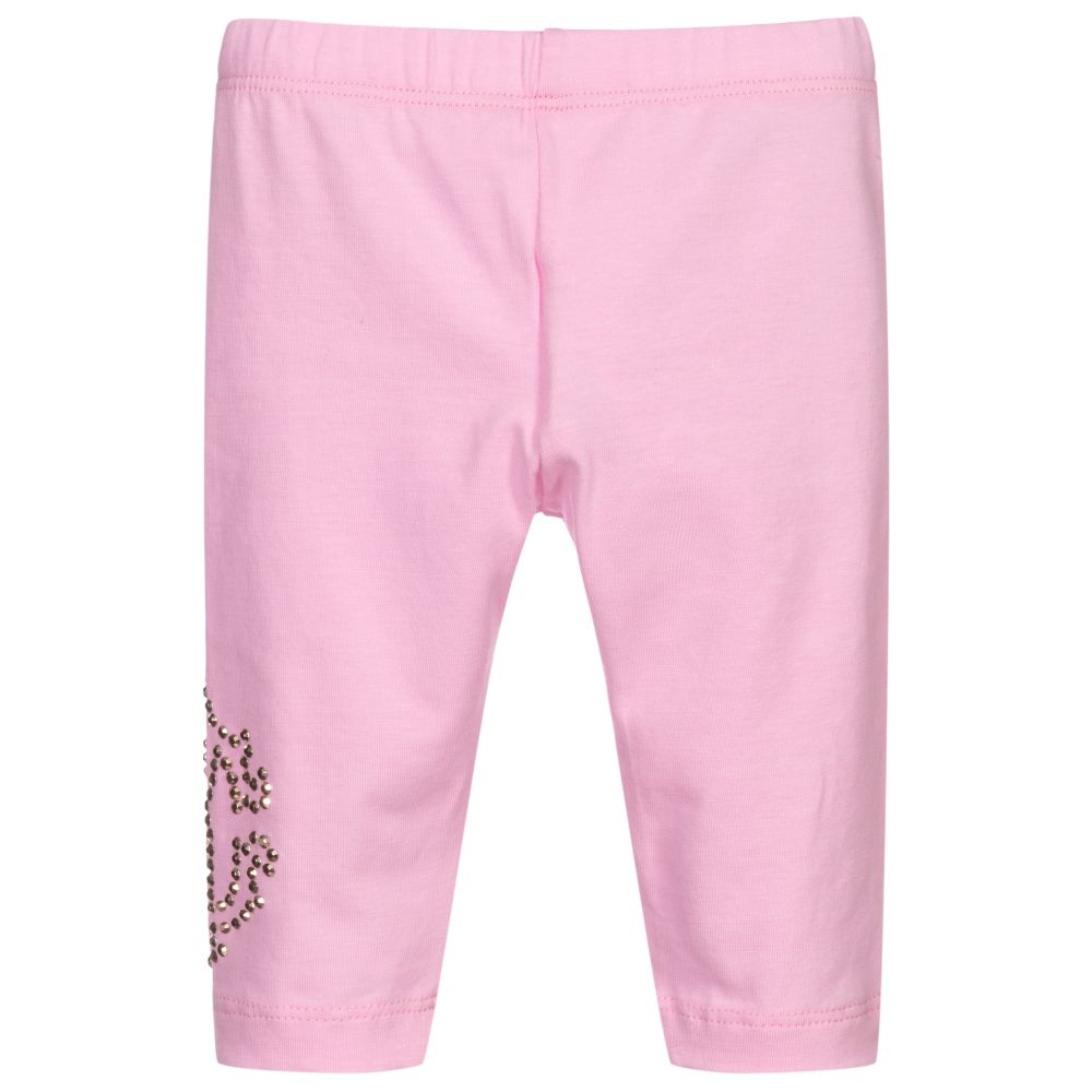 Roberto Cavalli-Girls Pink Cotton Leggings | Childrensalon Outlet