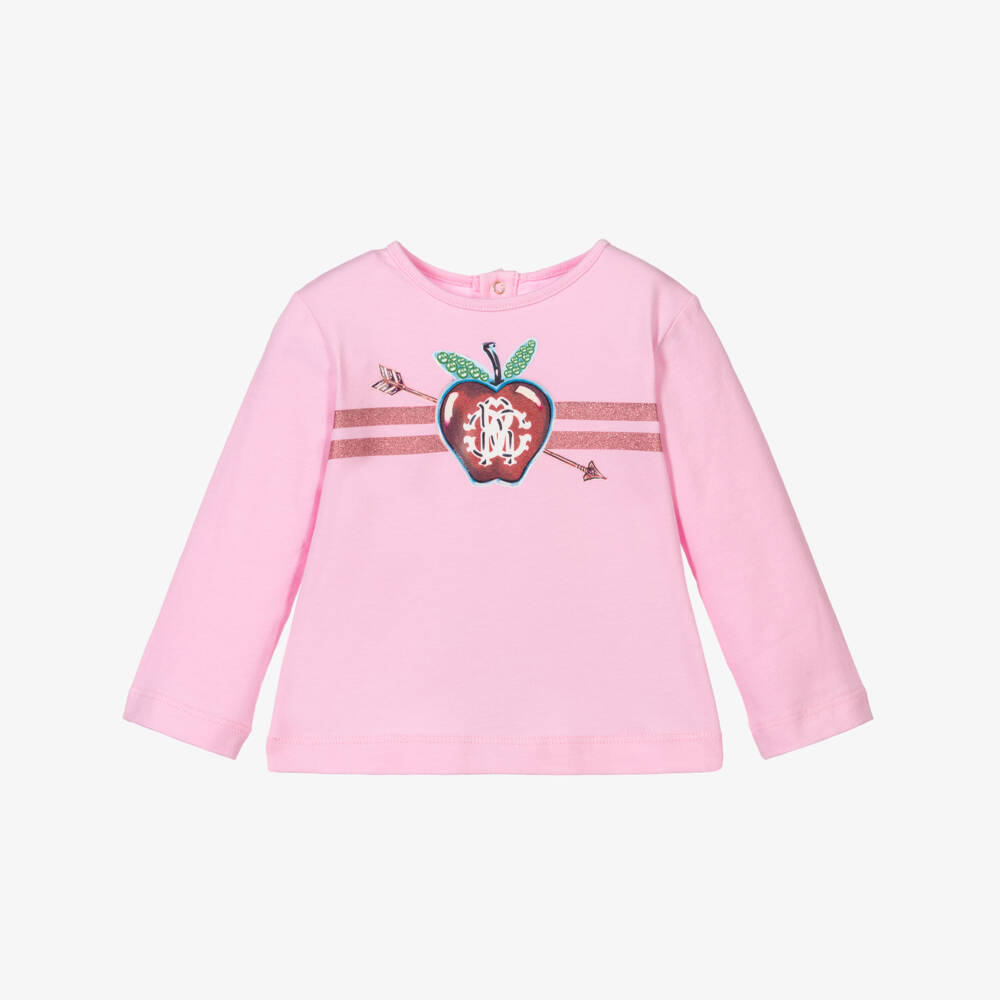 Roberto Cavalli-Girls Pink Cotton Logo Top | Childrensalon Outlet