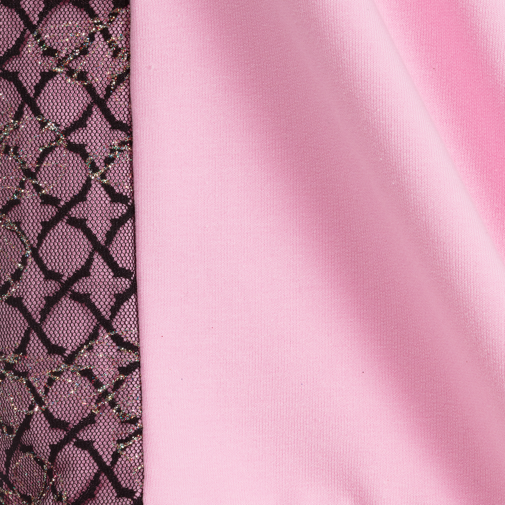 Roberto Cavalli-سويتشيرت قطن وتول لون زهري وأسود للبنات | Childrensalon Outlet