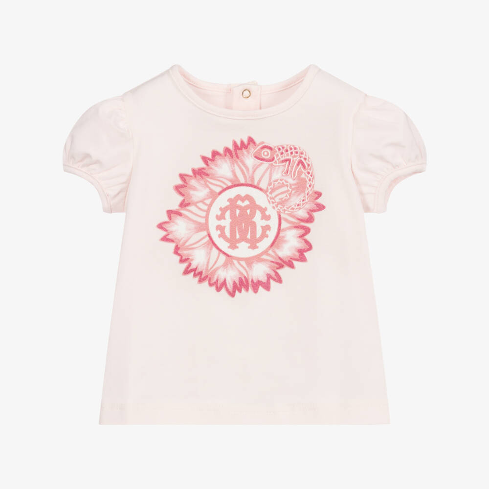 Roberto Cavalli-Girls Pink Cotton T-Shirt | Childrensalon Outlet