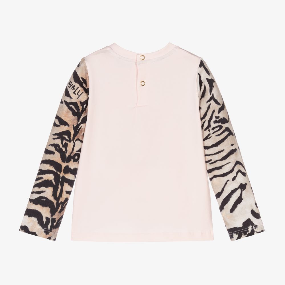 Roberto Cavalli-Girls Pink Cotton Tiger Top | Childrensalon Outlet