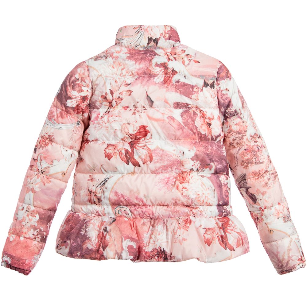 Roberto Cavalli-جاكيت محشو بالريش لون زهري للفتيات | Childrensalon Outlet