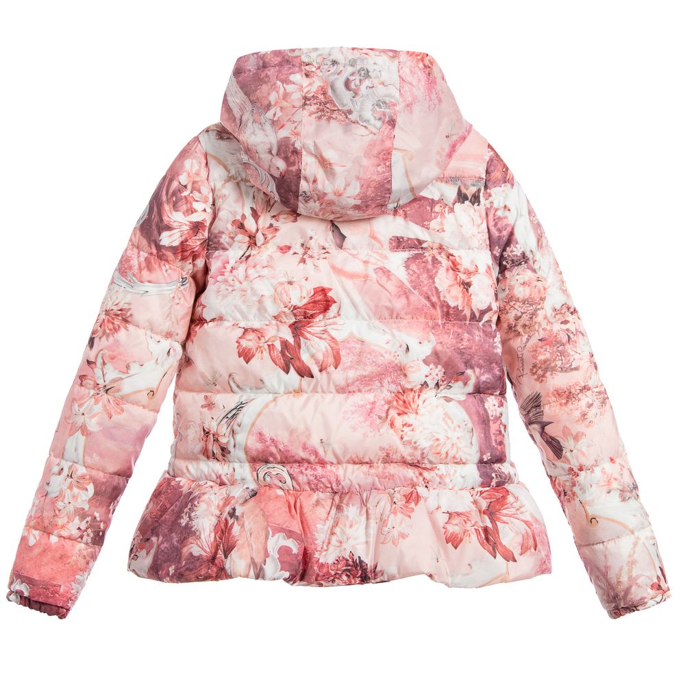 Roberto Cavalli-جاكيت محشو بالريش لون زهري للفتيات | Childrensalon Outlet