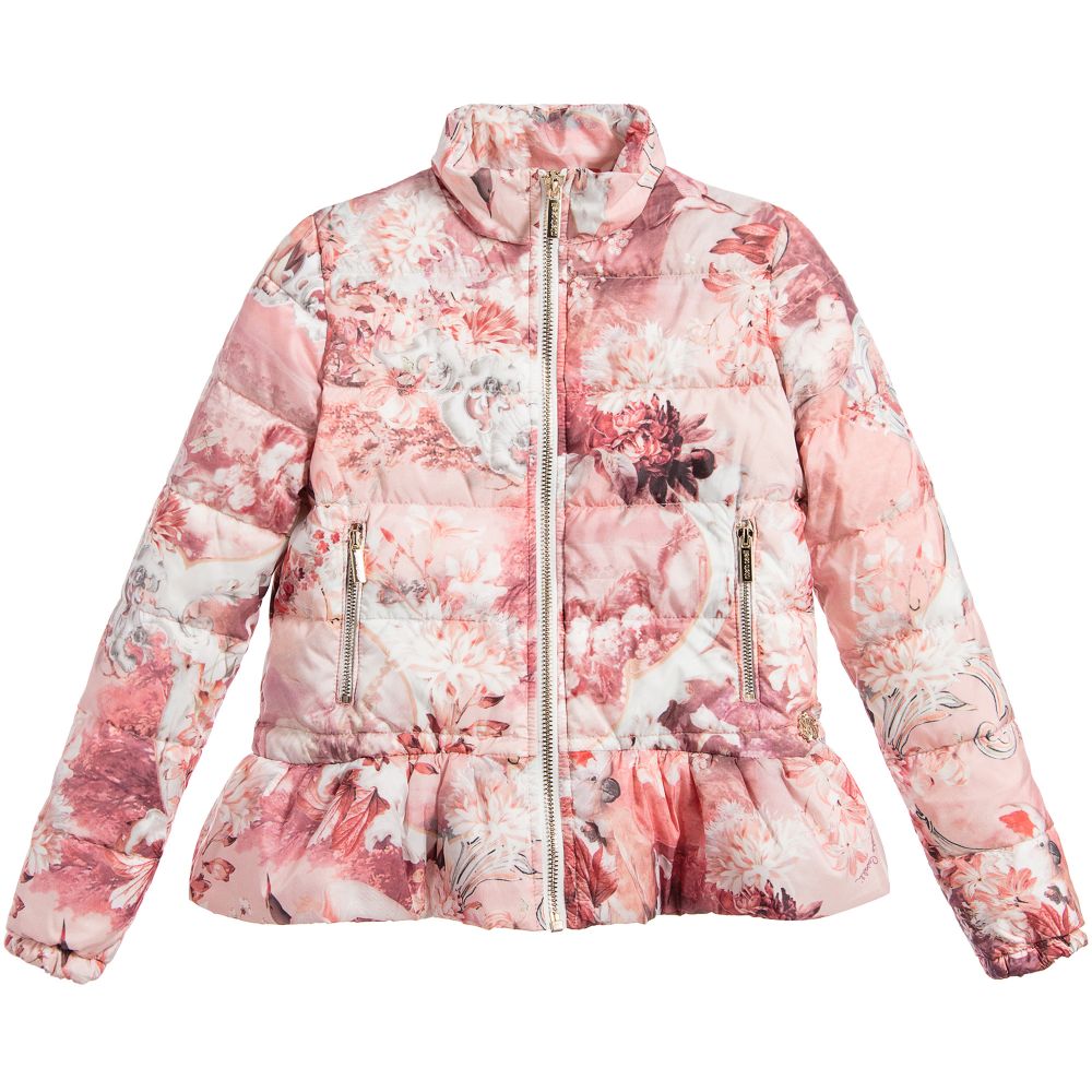 Roberto Cavalli - Girls Pink Down Padded Jacket | Childrensalon