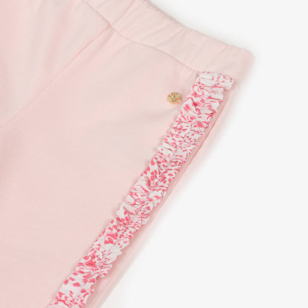 Roberto Cavalli-Girls Pink Ruffled Cotton Trousers | Childrensalon Outlet