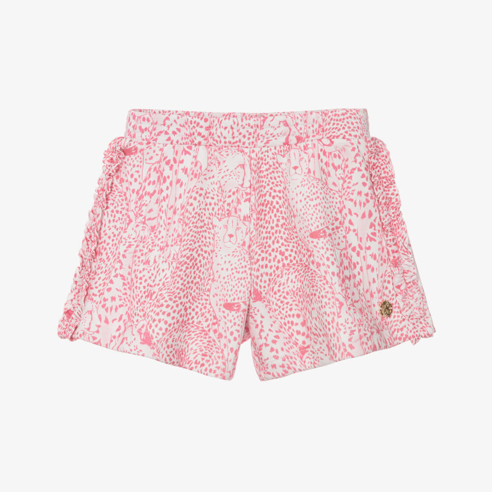 Roberto Cavalli-Шорты с принтом дикой кошки для девочек в розовом цвете | Childrensalon Outlet