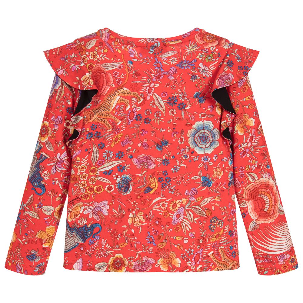 Roberto Cavalli-Girls Red Floral Top  | Childrensalon Outlet