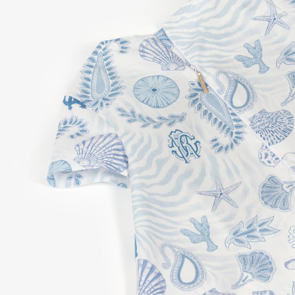 Roberto Cavalli-Girls Seashell Cotton Poplin Dress | Childrensalon Outlet