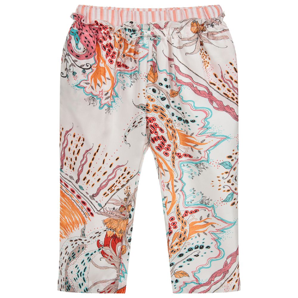 Roberto Cavalli Girls Silk Cropped Trousers Childrensalon Outlet