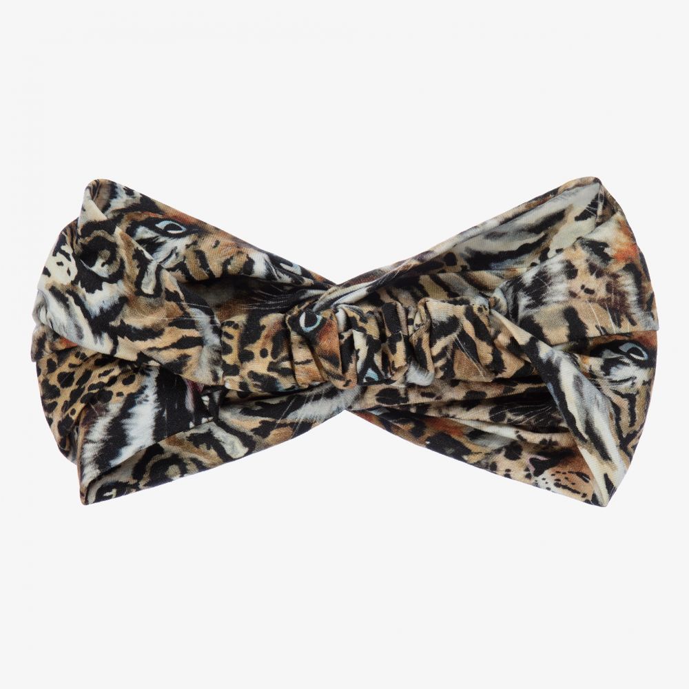 روبرتو كفالي -طوق للرأس قطن جيرسي لون بيج وأسود للبنات | Childrensalon Outlet