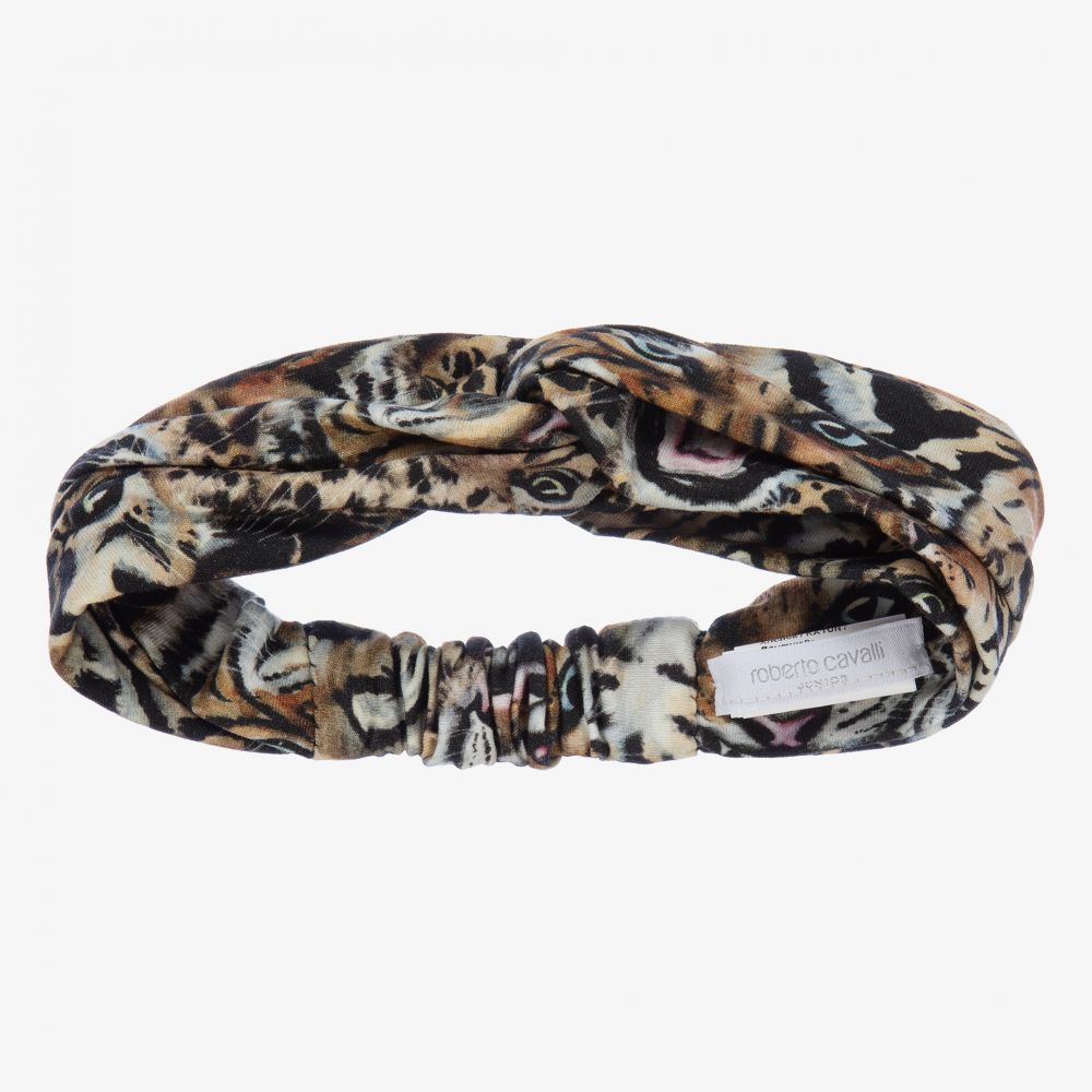 روبرتو كفالي -طوق للرأس قطن جيرسي لون بيج وأسود للبنات | Childrensalon Outlet