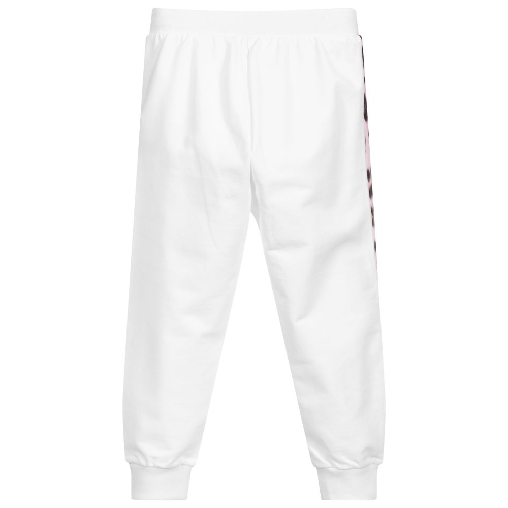 Roberto Cavalli Girls White Cotton Joggers Childrensalon Outlet