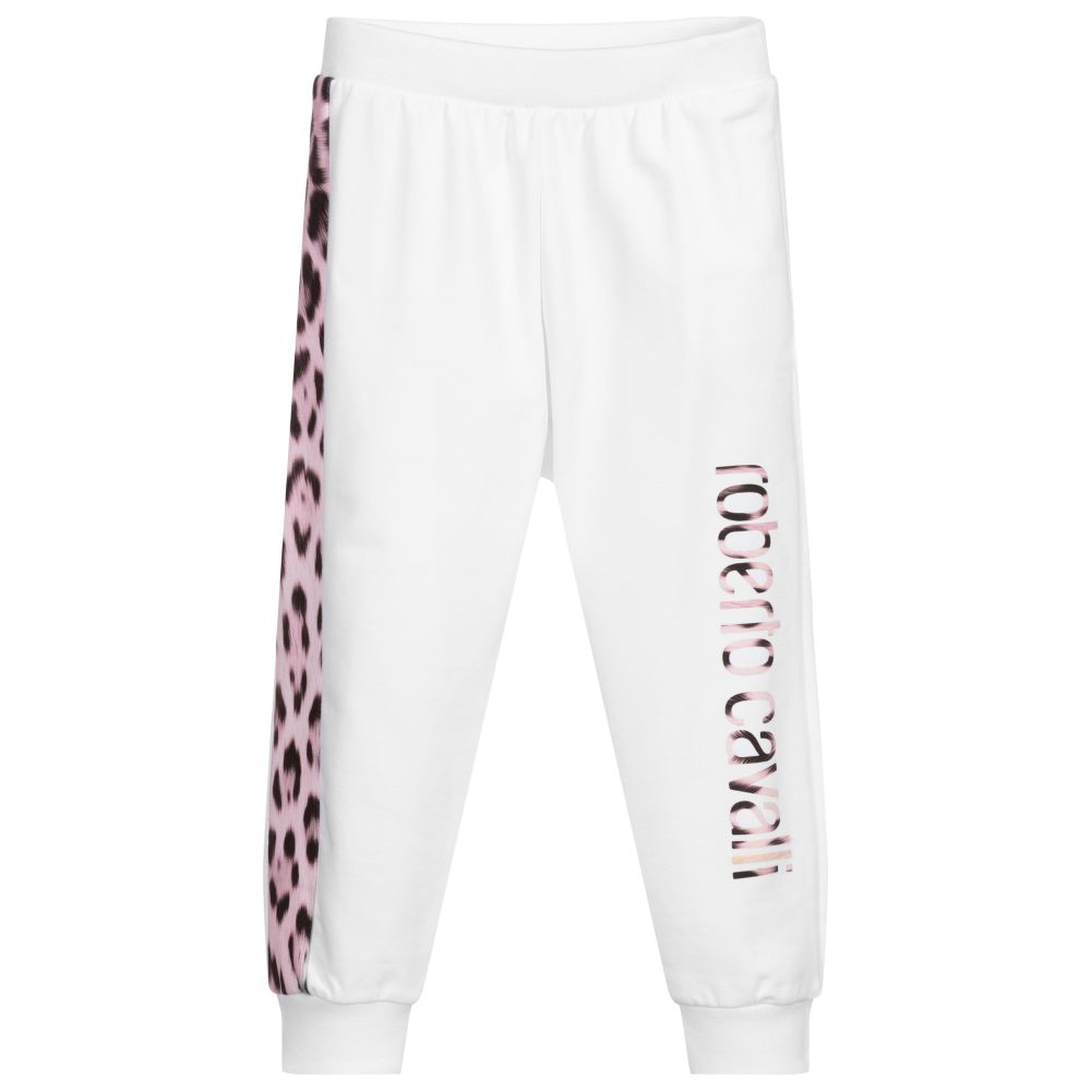 Roberto Cavalli - Girls White Cotton Joggers | Childrensalon