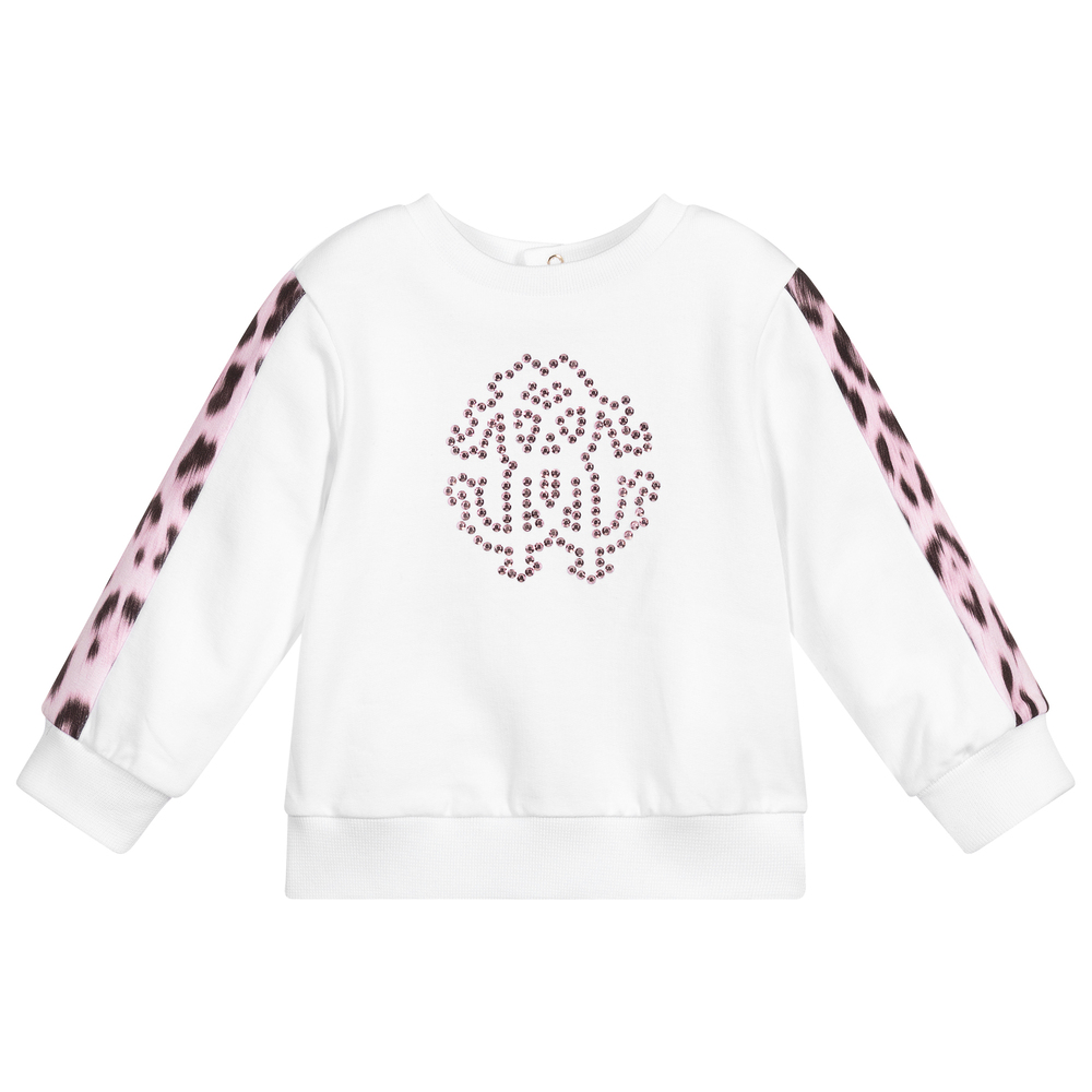 Roberto Cavalli - Girls White Cotton Sweatshirt | Childrensalon