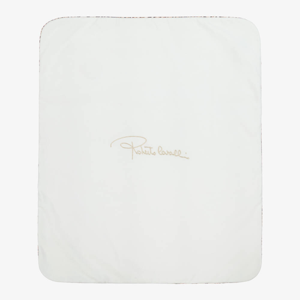 Roberto Cavalli-Girls White & Leopard Print Padded Blanket (75cm) | Childrensalon Outlet