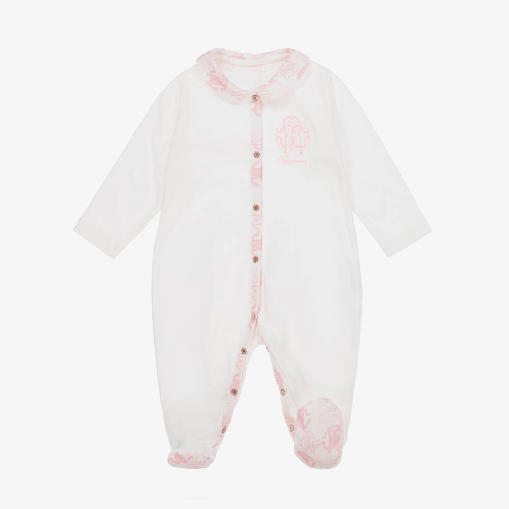 Roberto Cavalli-Girls White & Pink Logo Set | Childrensalon Outlet