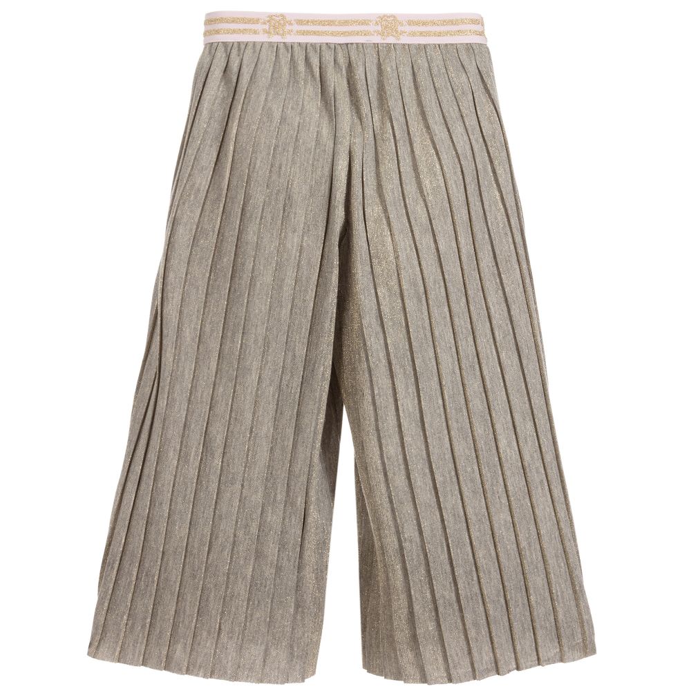 Roberto Cavalli-Grey & Gold Pleated Culottes | Childrensalon Outlet