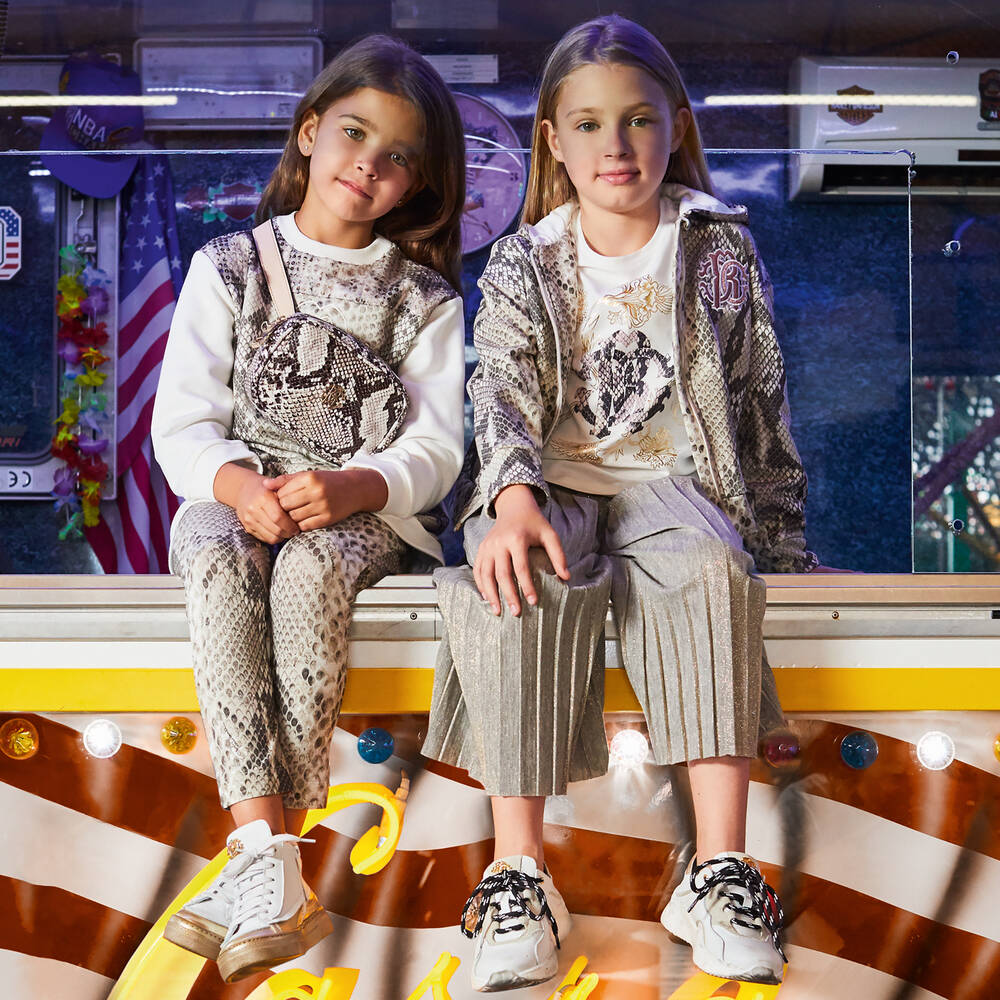 Roberto Cavalli-Grey & Gold Pleated Culottes | Childrensalon Outlet