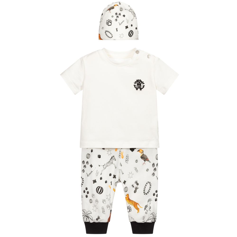 Roberto Cavalli - Ivory Cotton Baby Outfit Set | Childrensalon