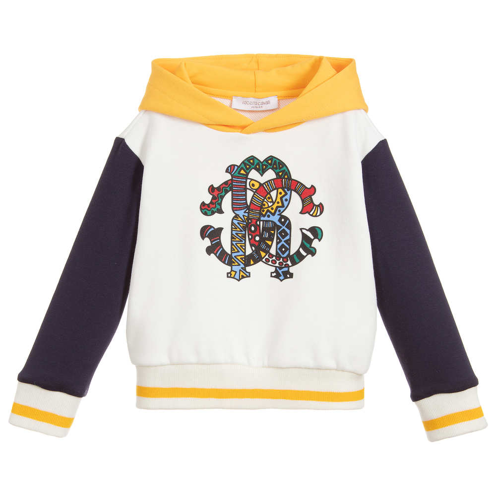 Roberto Cavalli - Ivory Cotton Hooded Sweatshirt | Childrensalon