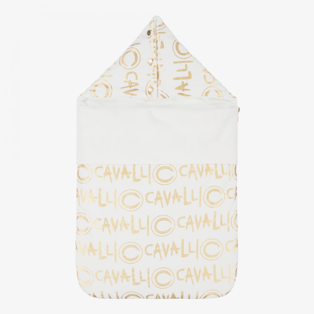 Roberto Cavalli-Кремовый конверт с золотистым узором (72см) | Childrensalon Outlet