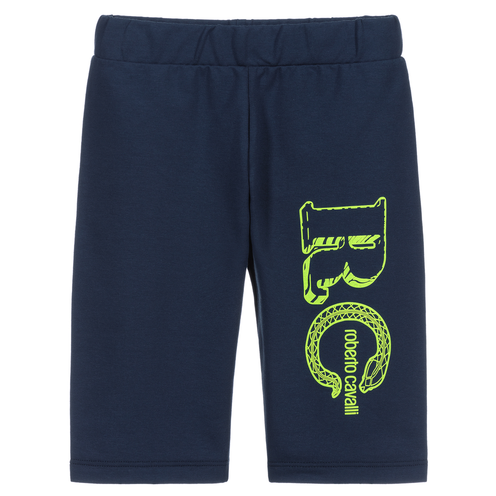 Roberto Cavalli - Navy Blue Logo Jersey Shorts | Childrensalon