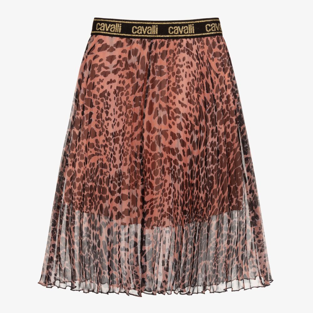 Pink pleated leopard print skirt best sale