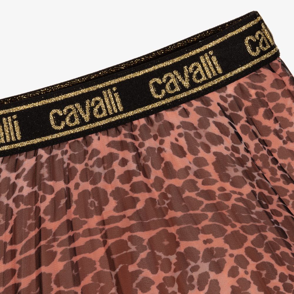 Roberto Cavalli-Pink Leopard Pleated Skirt | Childrensalon Outlet