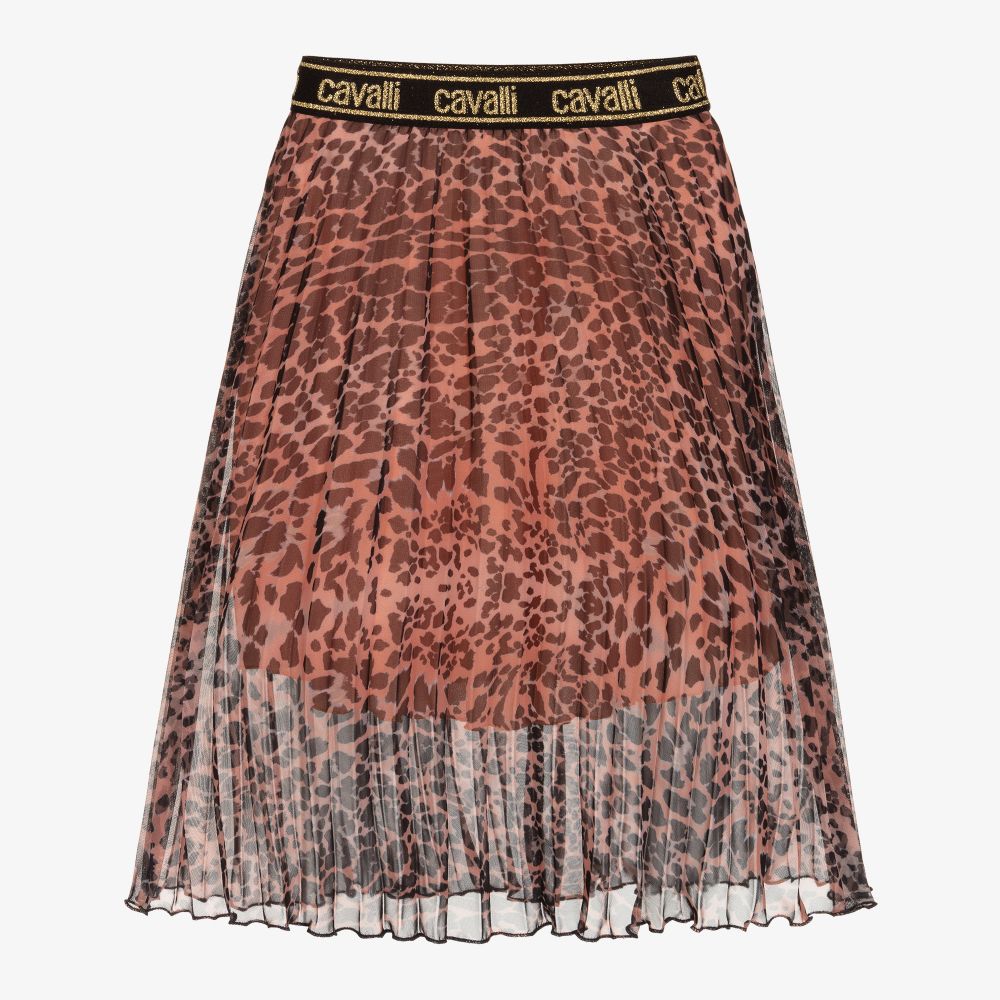 Roberto Cavalli - Pink Leopard Pleated Skirt | Childrensalon