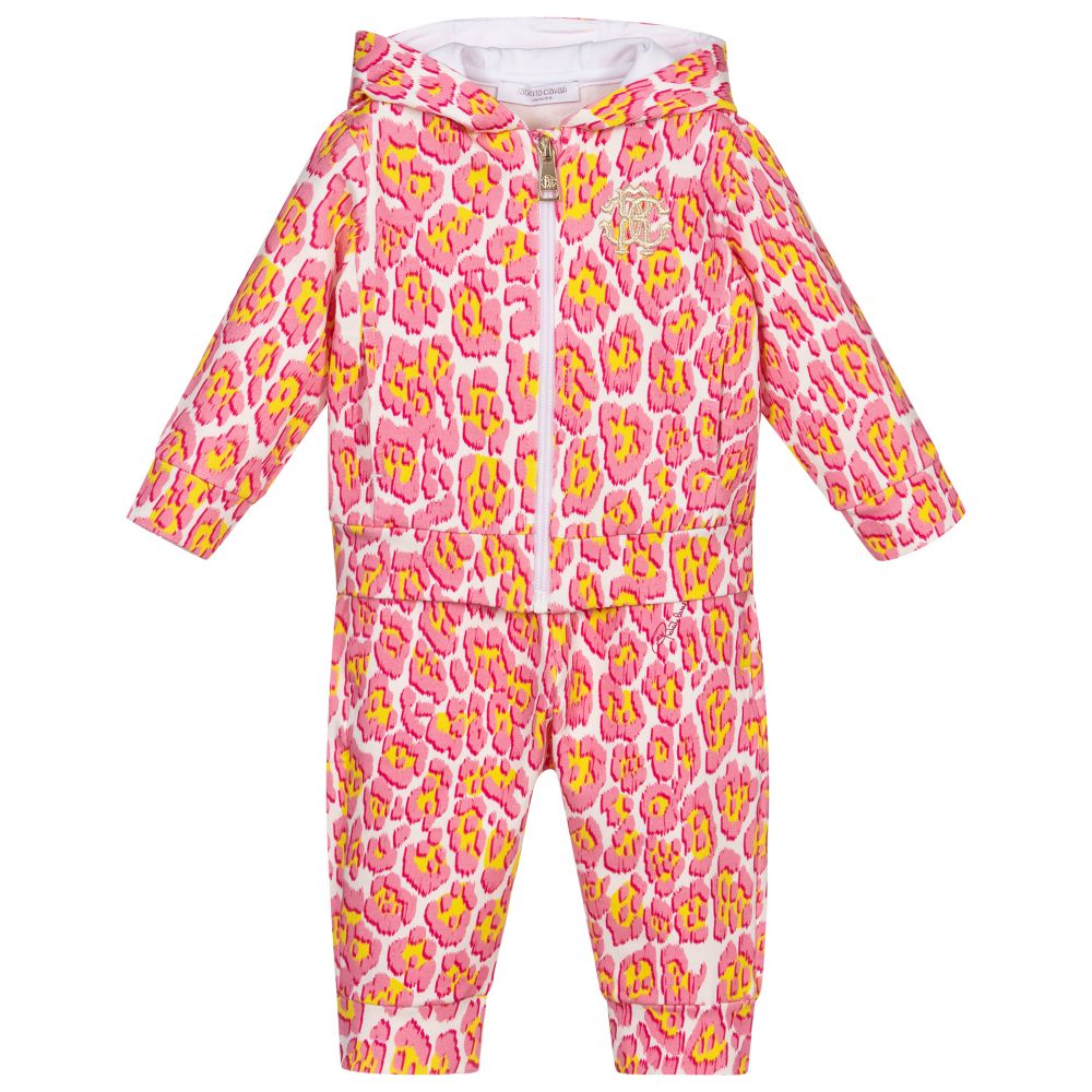 Roberto Cavalli - Pink & Yellow Cotton Tracksuit | Childrensalon