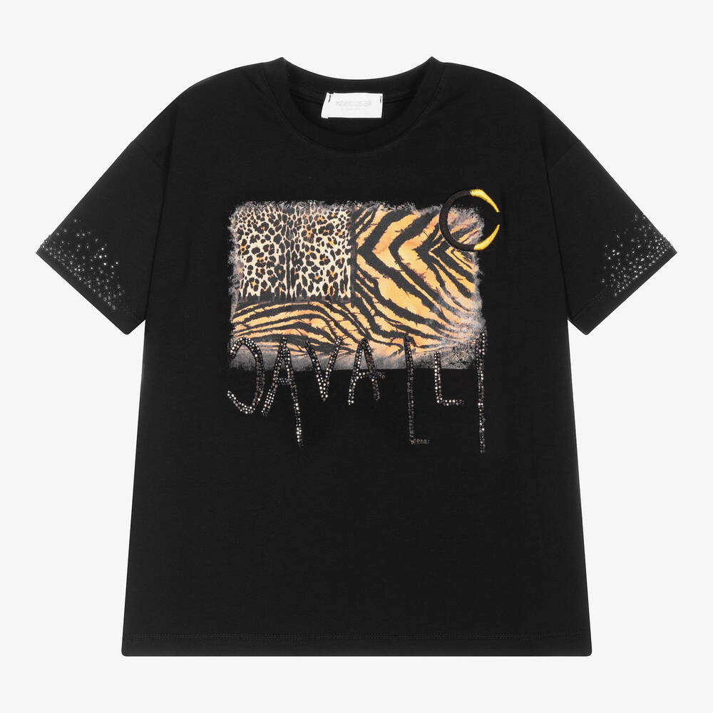 Roberto Cavalli - Teen Black Cotton T-Shirt | Childrensalon