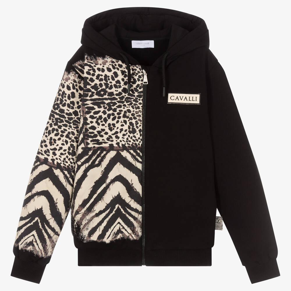 Roberto Cavalli Teen Boys Black Hoodie Childrensalon Outlet