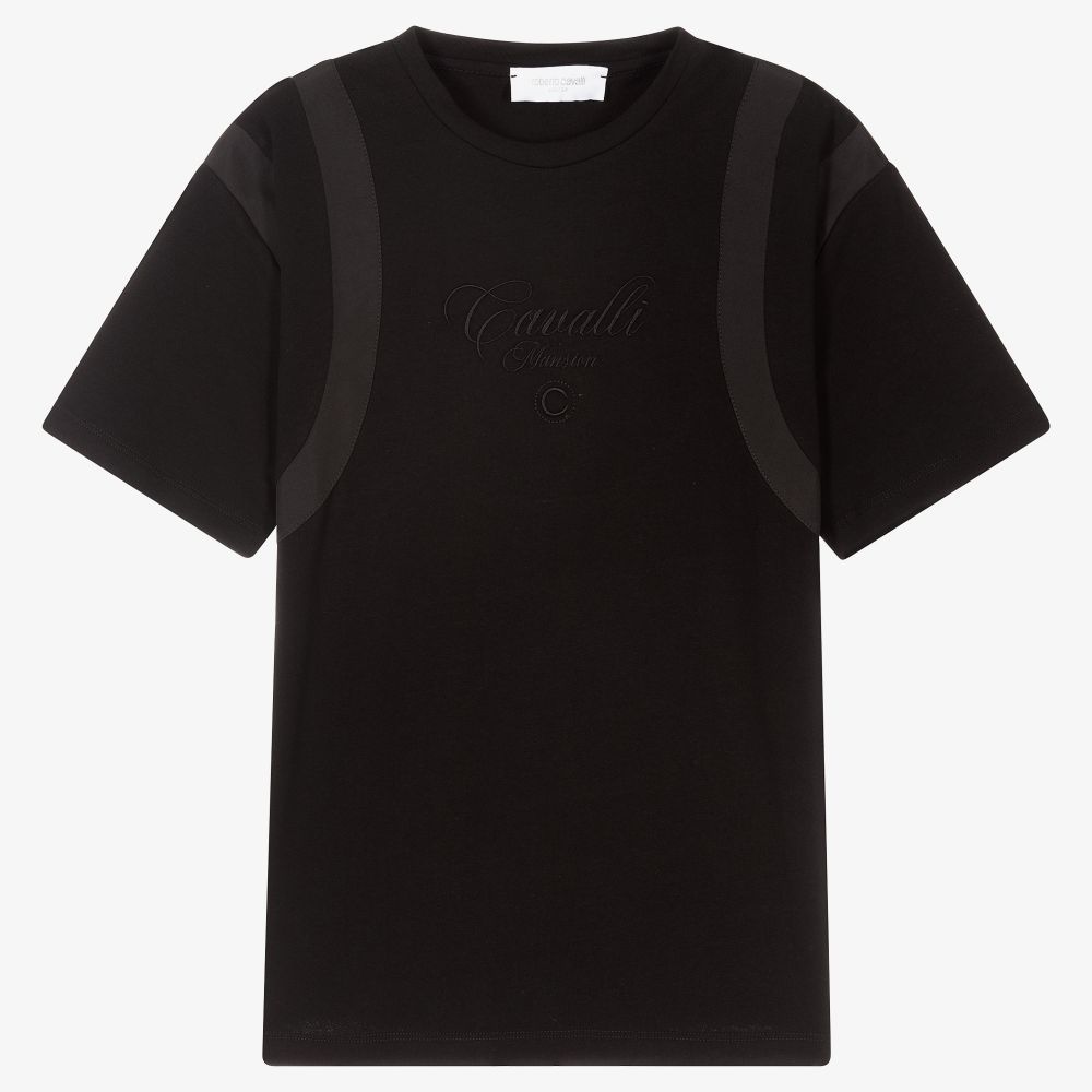 Roberto Cavalli - Черная футболка для подростков  | Childrensalon