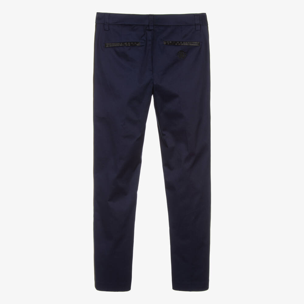 Roberto Cavalli-Teen Boys Navy Blue Cotton Trousers | Childrensalon Outlet