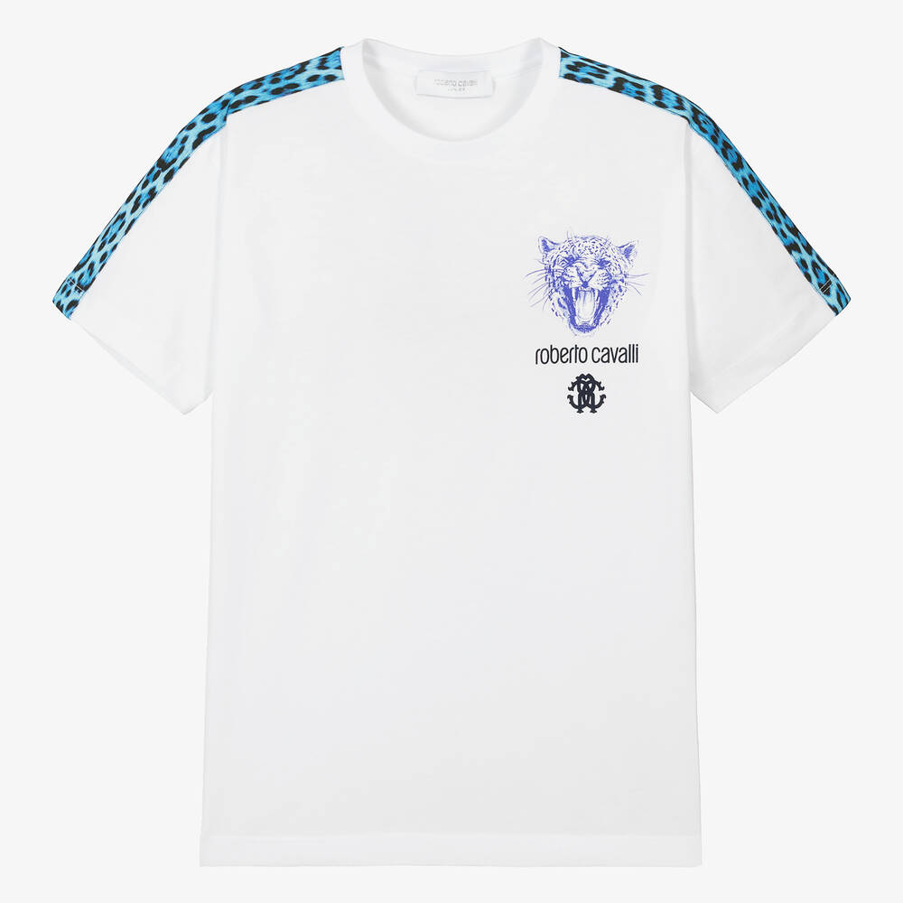 Roberto Cavalli-Teen Boys White Tiger Cotton T-Shirt | Childrensalon Outlet