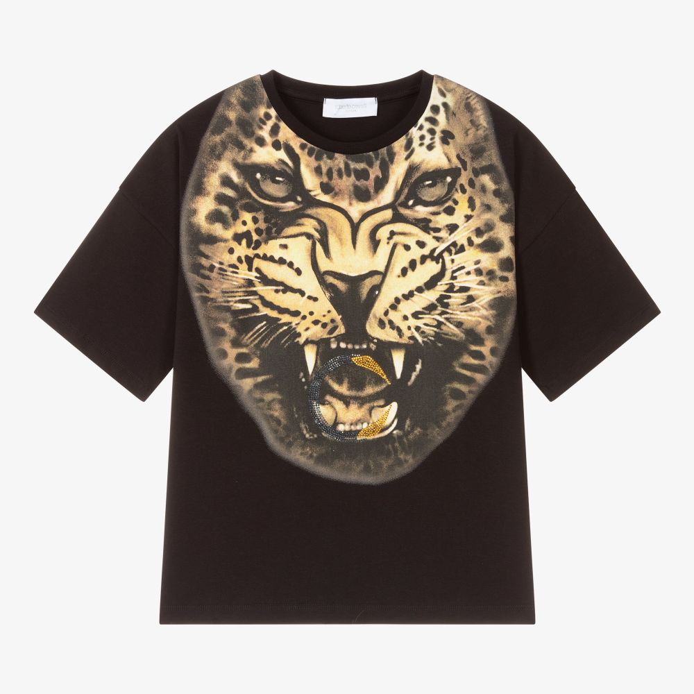 Roberto Cavalli - Хлопковая футболка с леопардовым принтом для подростков | Childrensalon