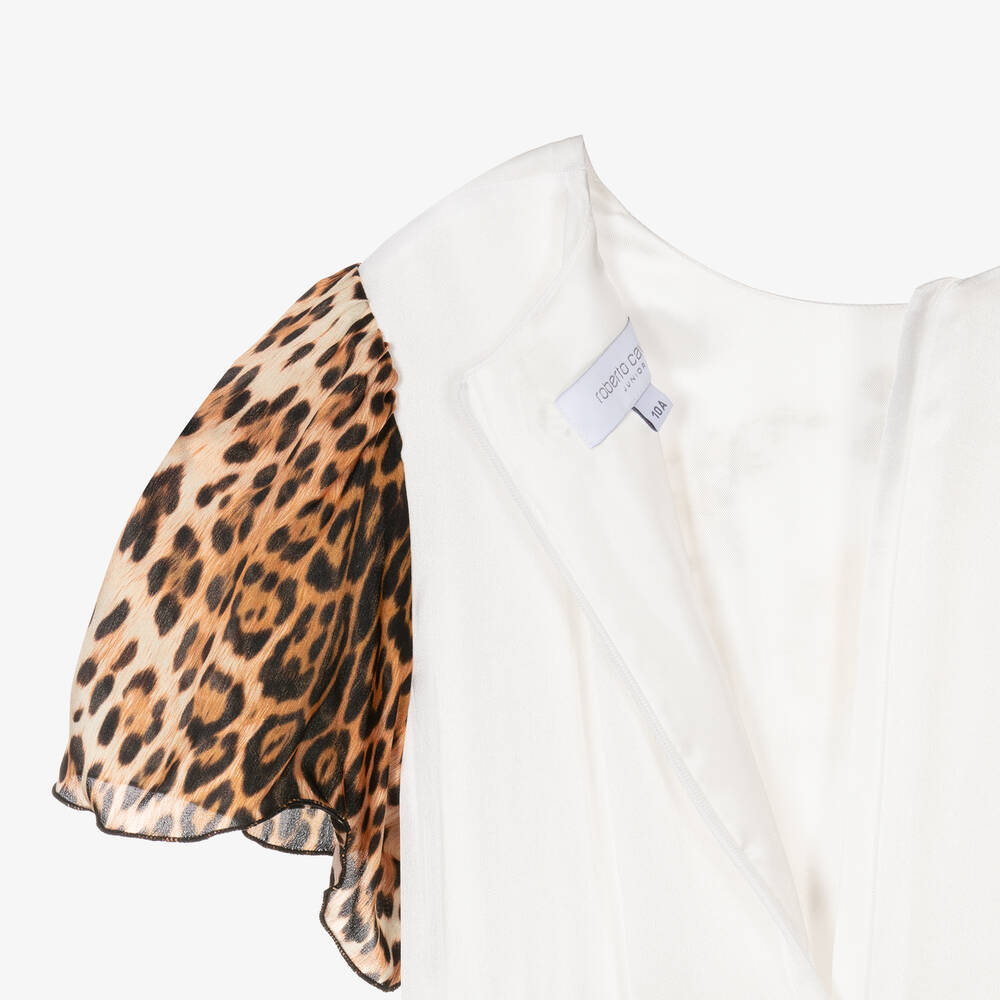 Roberto Cavalli-Teen Girls Beige Leopard & Arabesque Dress | Childrensalon Outlet