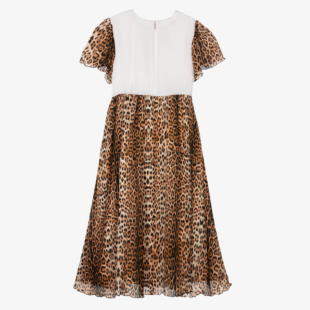 Roberto Cavalli-Teen Girls Beige Leopard & Arabesque Dress | Childrensalon Outlet