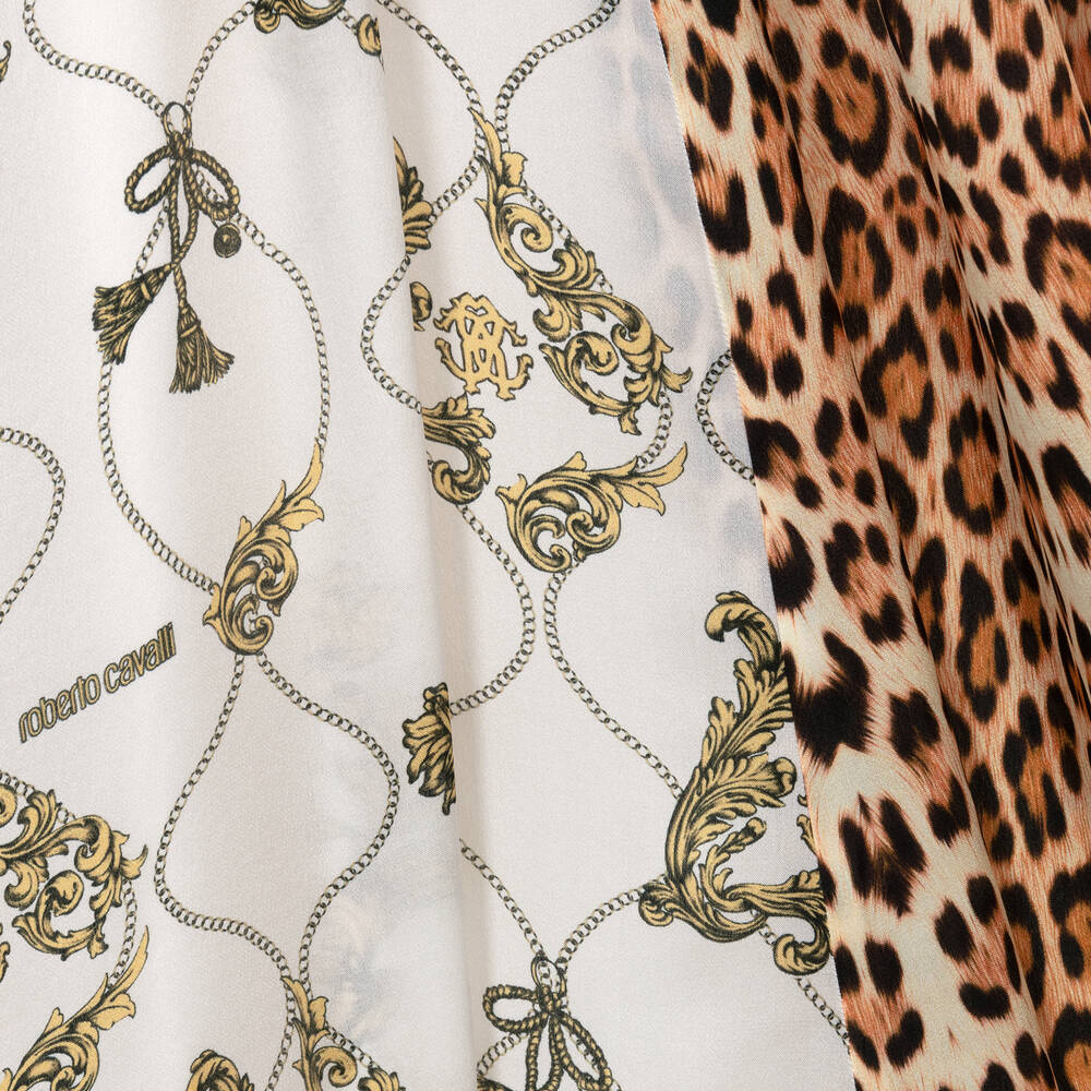 Roberto Cavalli-Teen Girls Beige Leopard & Arabesque Dress | Childrensalon Outlet