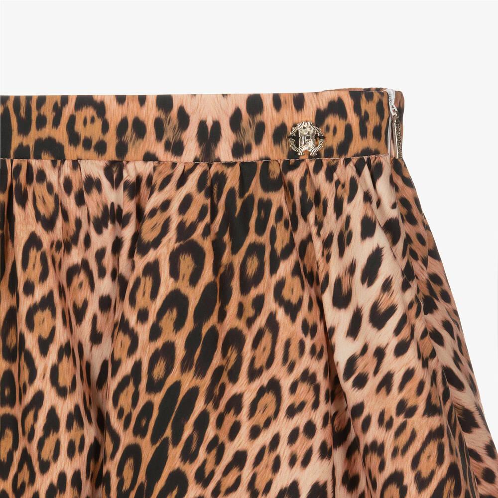 Roberto Cavalli-Teen Girls Beige Leopard Print Skirt | Childrensalon Outlet