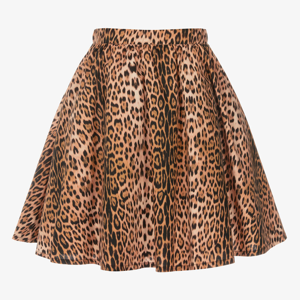Roberto Cavalli-Teen Girls Beige Leopard Print Skirt | Childrensalon Outlet