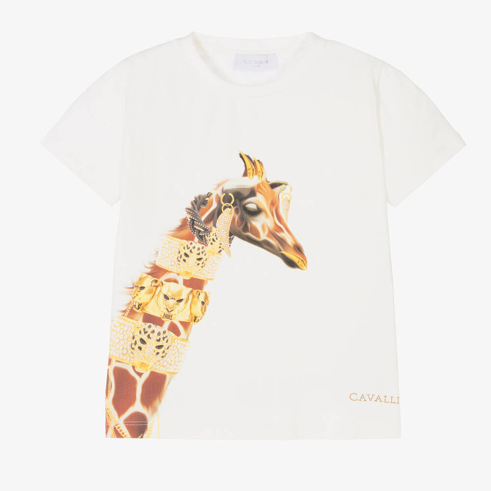 Roberto Cavalli - Teen Giraffen-T-Shirt (M) | Childrensalon