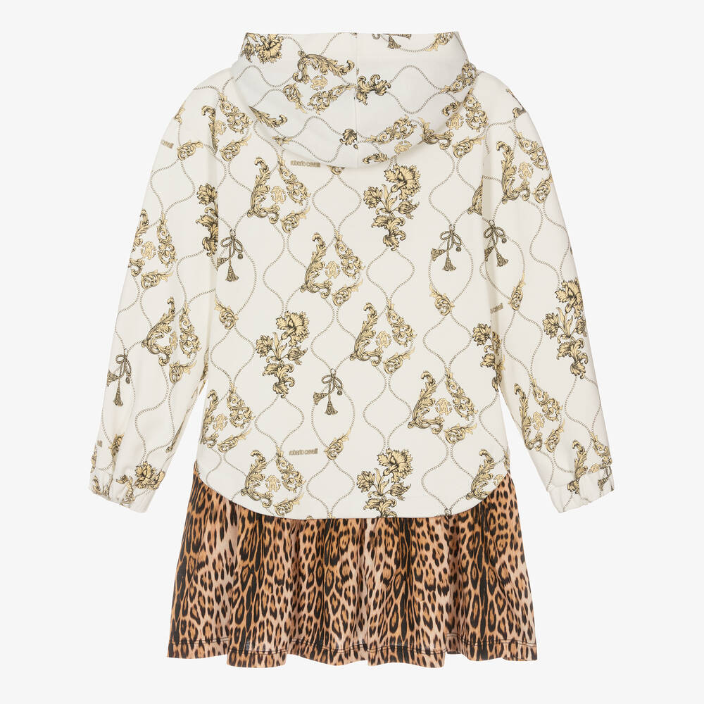 روبرتو كفالي -فستان بطبعة الفهد قطن لون عاجي وبيج للمراهقات | Childrensalon Outlet