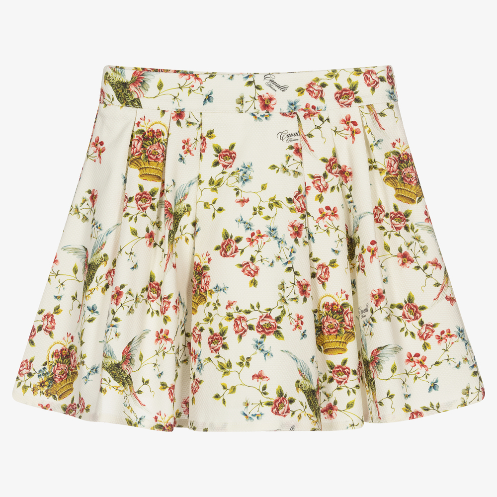 Roberto Cavalli - Teen Girls Ivory Floral Skirt | Childrensalon