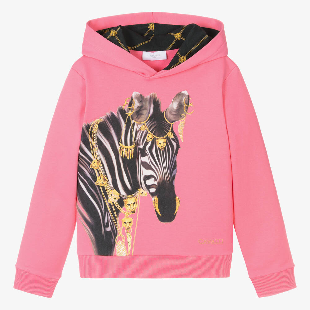 Roberto Cavalli - Sweat à capuche rose Zèbre Ado fille | Childrensalon