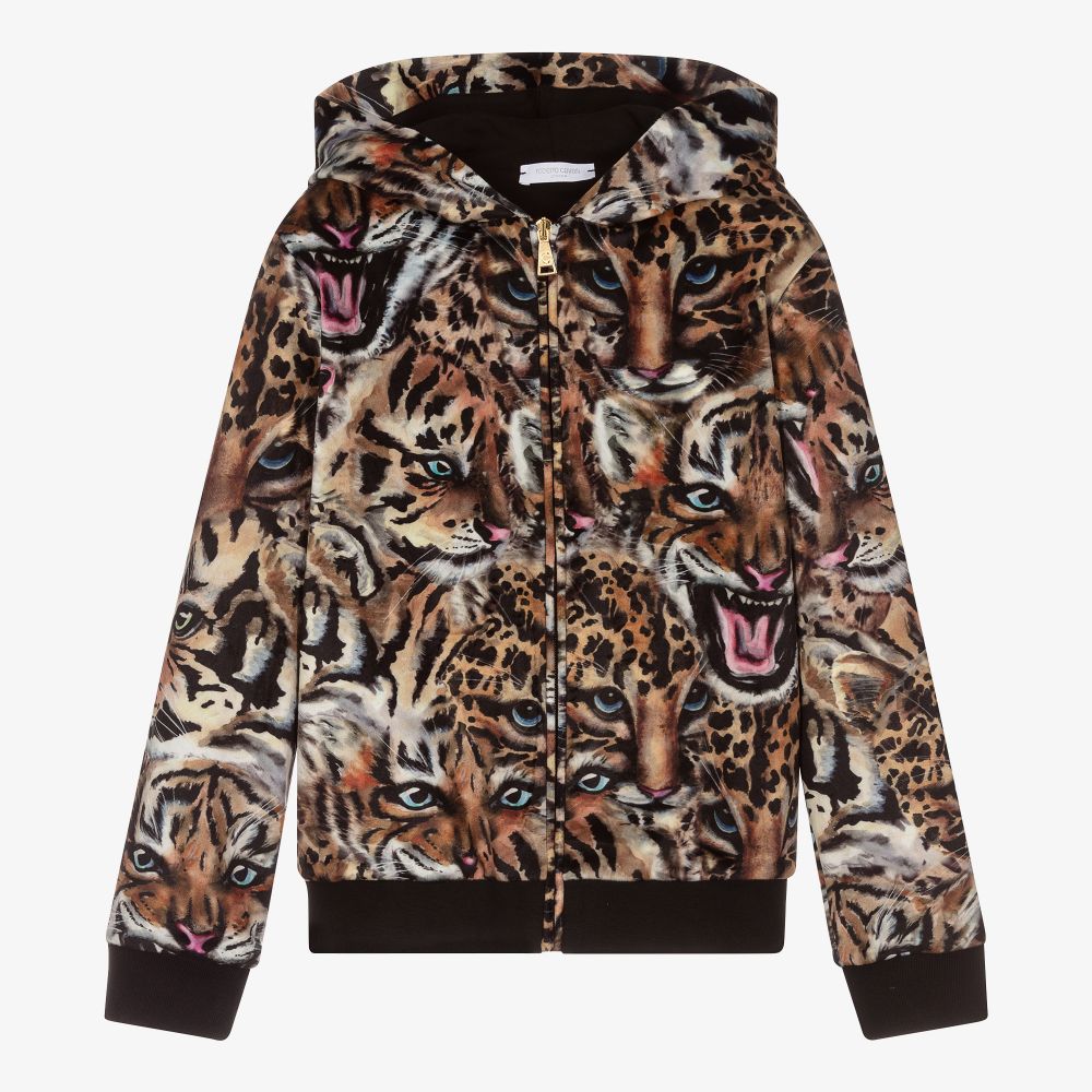 Roberto Cavalli-Велюровый топ с леопардами на молнии для подростков | Childrensalon Outlet