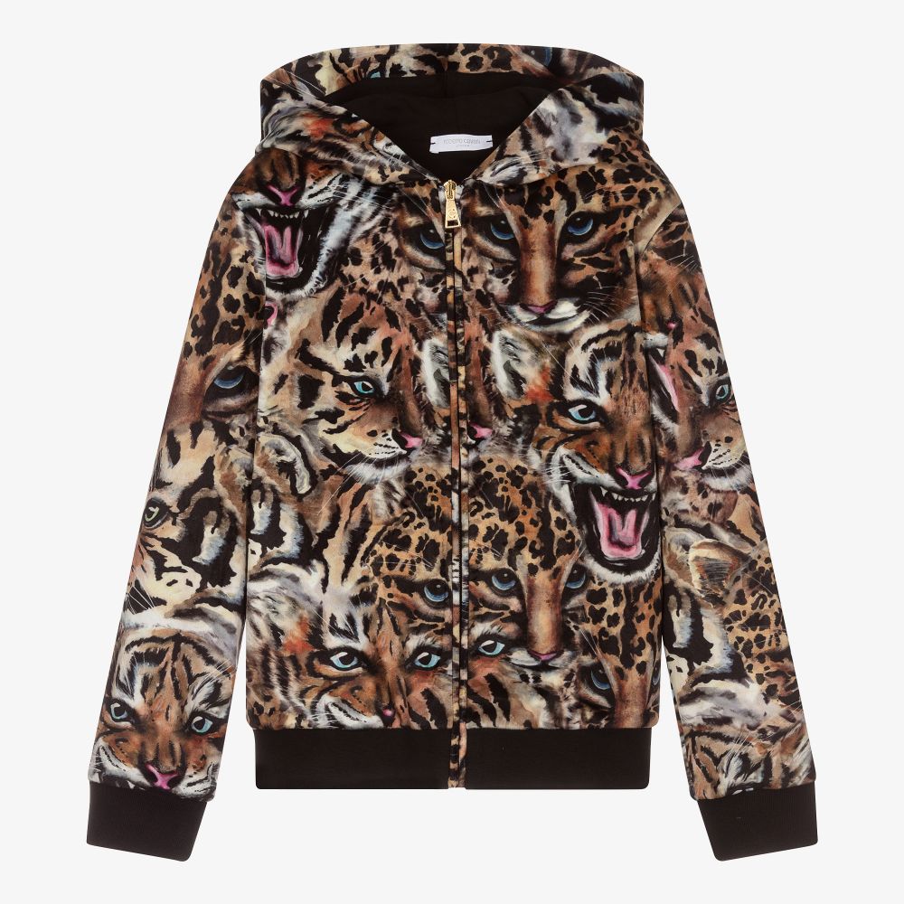 Roberto Cavalli - Teen Leopard Velour Zip-Up Top | Childrensalon