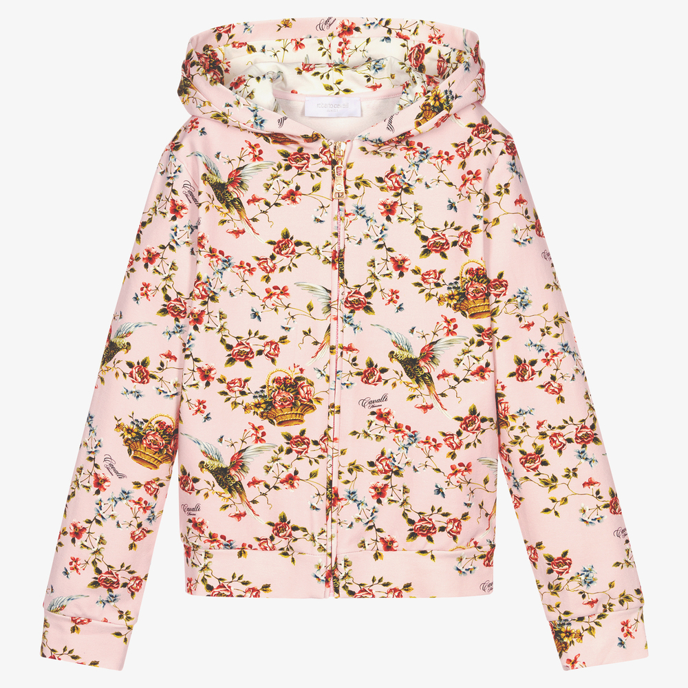 Roberto Cavalli - Veste zippée rose à fleurs Ado | Childrensalon