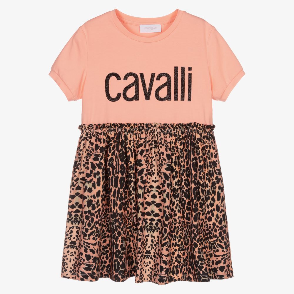 Roberto Cavalli - Розовое платье с леопардовым принтом для подростков | Childrensalon