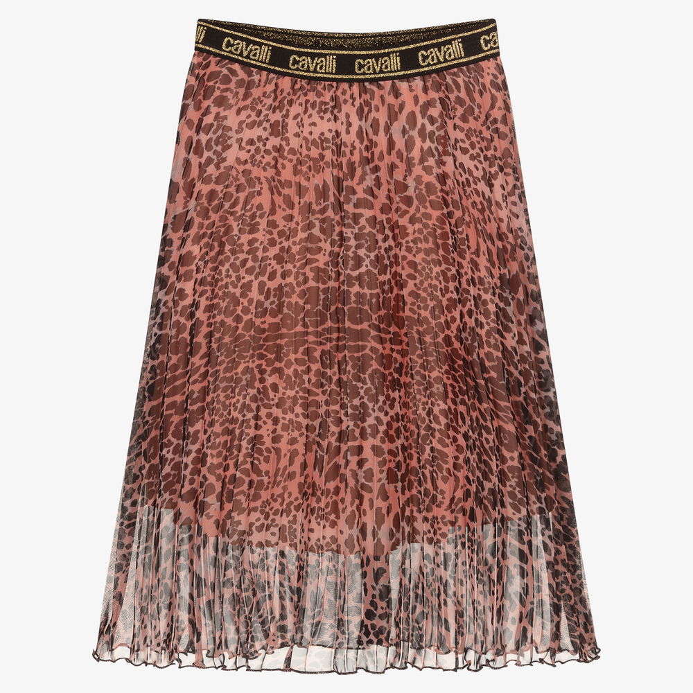 Roberto Cavalli-Розовая юбка с леопардовым принтом для подростков | Childrensalon Outlet